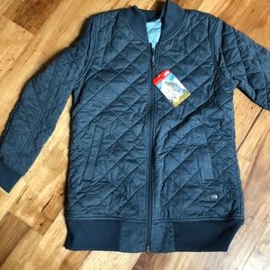 North Face blue quilted bomber jacket women’s med